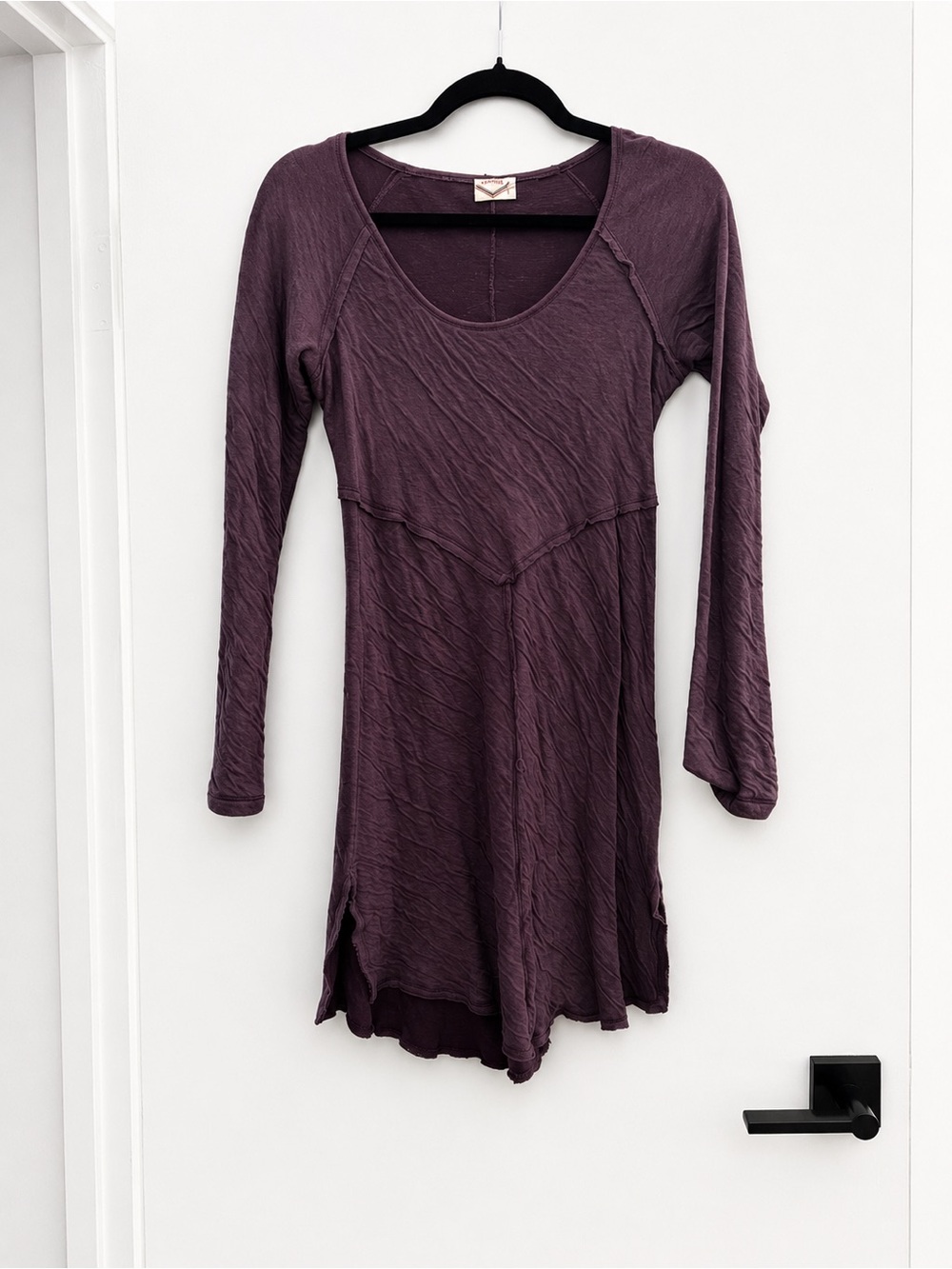 Umbrale Plum Purple Crinkle Long Sleeve Mini Dress